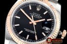 Rolex Datejust Man DJ 36mm Jul Flt 904L RG/SS Blk/Stk ARF A3135 Mod