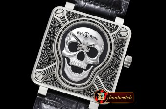 Bell & Ross BR01 2016 Burning Skull Ltd Ed SS/LE Black Asia 23J