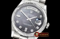 Rolex Daydate 36mm Flt SS/SS Black MOP Diam BP Swiss 2836