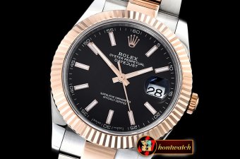 Rolex Datejust DJ2 41mm Oyt Flt RG/SS Black/Stk BP Asia 2813
