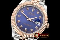 Rolex Datejust II DJ2 41mm Jub Flt RG/SS Blue Diams BP A3235 Mod