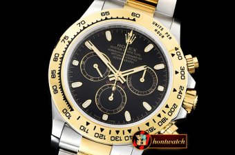 Rolex Daytona 116523 YG/SS Black Stk OMF A7750 Mod