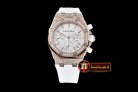 AP0369A - Royal Oak Ladies Chrono RG/RU Wht Stk Diam Bez VK64
