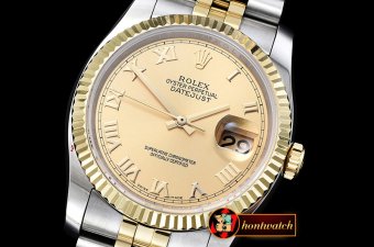 Rolex Datejust Man DJ 36mm Jub Flt YG/SS Gold Roman BP A3135 Mod