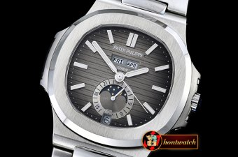 Patek Philippe Nautilus GMT MoonPhase SS/SS Grey Asia 23J Calend