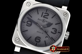 BELL & ROSS Bell Ross BR03-92 42mm SS/RU Grey/Num/Stk V2 Miyota 9015