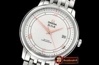 Omega De Ville Prestige Mens SS/SS White/Rose TWF Asia 2824