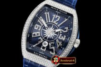 Franck Muller Vanguard Mens V45 Diams SS/LE/RU Blue Diam ABF Asia 2824