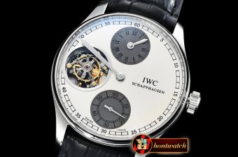 IWC Portugese Regulator Tourb IW544602 SS/LE Wht ZF Tourb