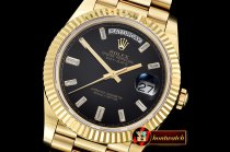 Rolex DayDate 40mm Flt YG/YG Black Baug. Diam BP A2836