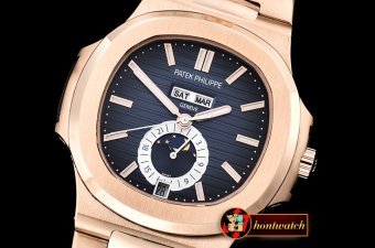 Patek Philippe Nautilus GMT MoonPhase RG/RG Blue Asia 23J Calend