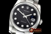 Rolex Datejust Man DJ 36mm Oyst Dome SS/SS Black Anniv Diam DJF A3135