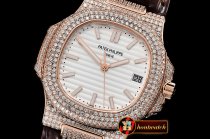 Patek Philippe Nautilus Mens 40mm Diams RG/LE White Sticks V2 MY9015
