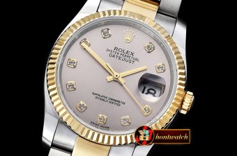 Rolex Datejust DJ 36mm Oyst Flt YG/SS Light Grey Diams BP A3135