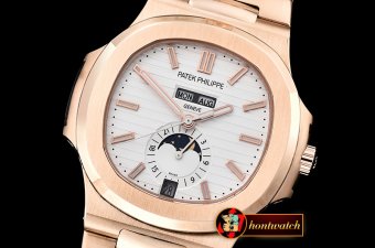Patek Philippe Nautilus GMT MoonPhase RG/RG White Asia 23J Calen