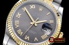 Rolex Datejust DJ 36mm Oyst Flt YG/SS Dark Grey Roman BP A3135 M