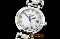 Longines Elegance Ladies SS/SS White MOP Diam GSF Swiss Quartz