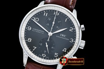 IWC Portuguese Chrono Diam SS/LE Grey/Black ZF A79350 Mod
