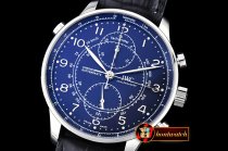 IWC0333 - Portuguese Chronograph Rattrapante SS/LE Blue A7750