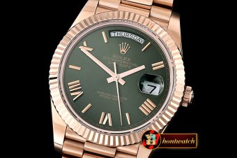 RDD0195A - DayDate 228206 RG/RG Green Roman BP Swiss 2836