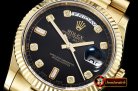 Rolex Daydate 36mm Flt YG/YG Black Diam BP Swiss 2836