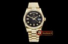 Rolex Daydate 36mm Flt YG/YG Black Diam BP Swiss 2836