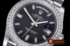 Rolex DayDate 228206 SS/SS Blk Diam Baug BP A3255 Mod