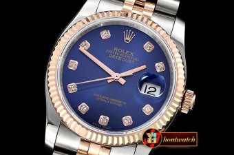 Rolex DateJust Jub Flt RG/SS Dark Blue Diam BP A3135 Mod