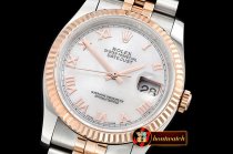 Rolex Datejust Man DJ 36mm Jub Flt RG/SS White MOP Roman BP A313