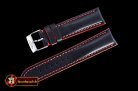 Breitling Gloss Black Red Stitch Leather Strap