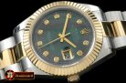R2DJ0191I - SS/YG Oyster Fluted M-Black Diam Asian Eta 2836-2