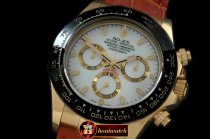 Replica Rolex Daytona 116528 YG/LE Wht Stk A-7750 Sec@6