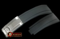 ROLACC020B - Black Rubber Strap 20/16 with SS Insignia Clasp