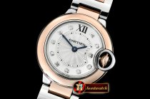 Cartier Balon Bleu Ladies 28mm RG/SS Wht Diam V6F V2 Swiss Qtz