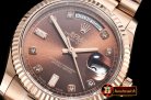 Rolex Daydate 36mm Flt RG/RG Brown Diam BP Swiss 2836