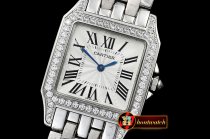 Cartier Santos Demoiselle Ladies Diams SS/SS Wht Swiss Quartz