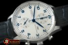 IWC0284 - Portuguese Chrono SS/LE Wht/Blue A-7750 New Improved