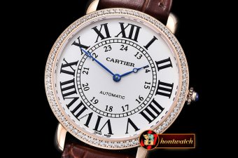 Replica Cartier Ronde Louis Cartier No Date RG/LE Diams White As