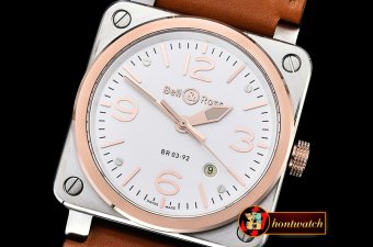Replica Bell & Ross BR03-92 SS/LE RG Bez White/Rose Gold Miyota