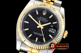 Rolex Datejust 36mm Flt YG/SS Blk/Stk Jub ARF Asia SH3135