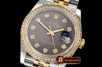 Rolex DateJust 36mm Jub Diams YG/SS Grey/Diams BP A2813