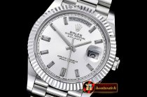Rolex DayDate 228206 Flt SS/SS Silv Wht Diam BP Swiss 2836