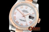 Rolex Datejust DJ 36mm Oyst Flt RG/SS White MOP Roman BP A3135 M