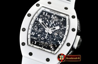 Richard Mille RM011 Carbon/Ceramic CER/RU White/Num KVF A7750 Mod