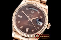 Rolex Daydate 36mm Flt RG/RG Brown Diam BP Swiss 2836