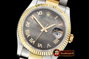 Rolex Datejust DJ 36mm Oyst Flt YG/SS Black MOP Roman BP A3135 M