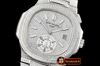 Patek Philippe Nautilus 5980 Full Diams SS/SS Diam Asia 7750 Mod