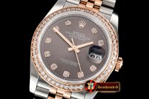 Rolex DateJust 36mm Jub Diam RG/SS Grey/Dm BP A2813