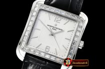 VACH. CONSTANTINE Toledo 1951 Bag. Diams SS/LE White/Stk/Num Miyota 9015