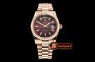 Rolex Daydate 36mm Flt RG/RG Brown Thick Stk BP Swiss 2836